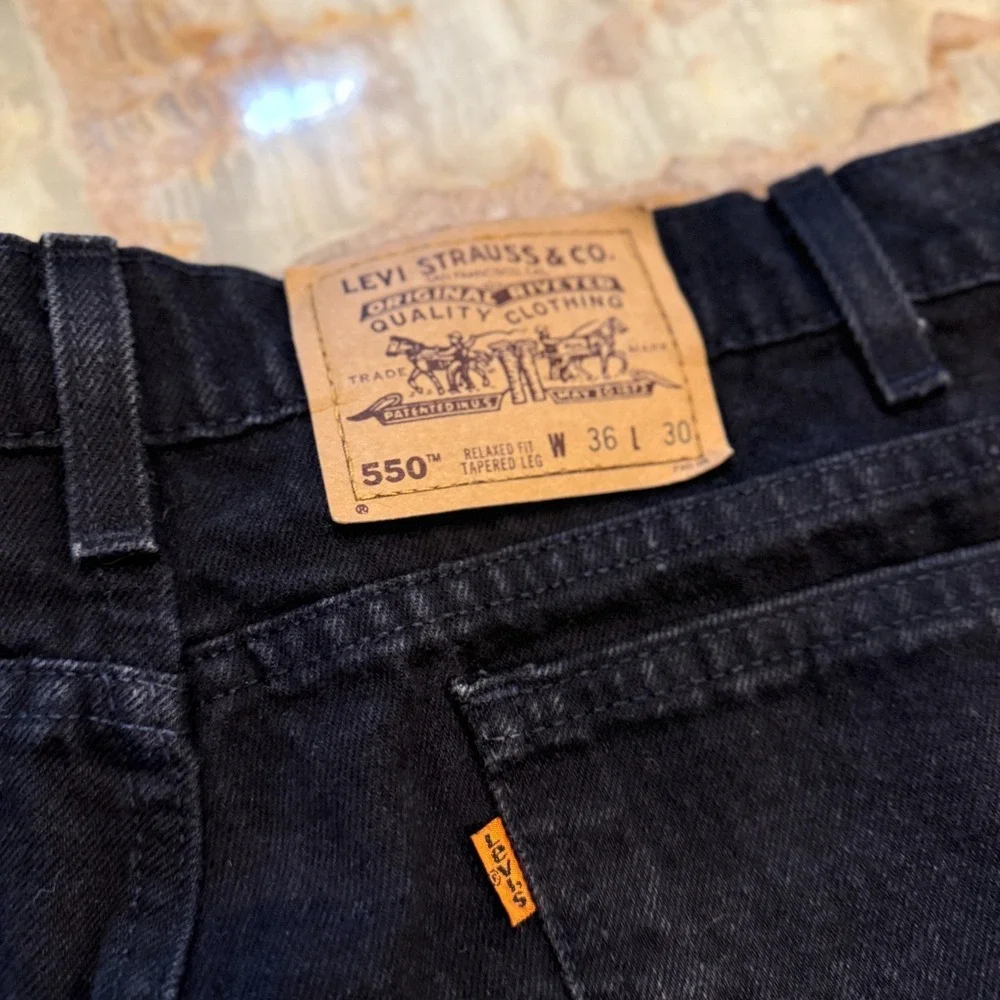 Levi's 550 Mens Tapered‎ Leg Denim Jeans Black Relaxed Fit USA Made 36X30